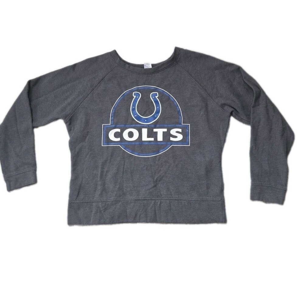 Indianapolis Colts NFL Team Apparel Gray Crewneck Sweatshirt Womens M EUC